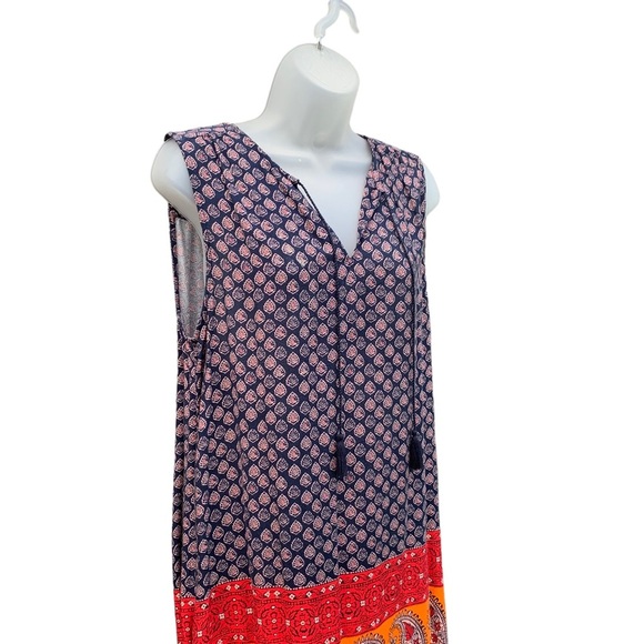 BEACH LUNCH LOUNGE Size M Boho Sleeveless‎ Blue Multicolored Shift Dress. - Picture 2 of 6